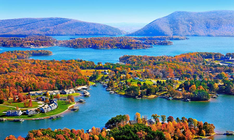 Things to do in Blue Ridge 2 fall aerial smith mountain lake james roney